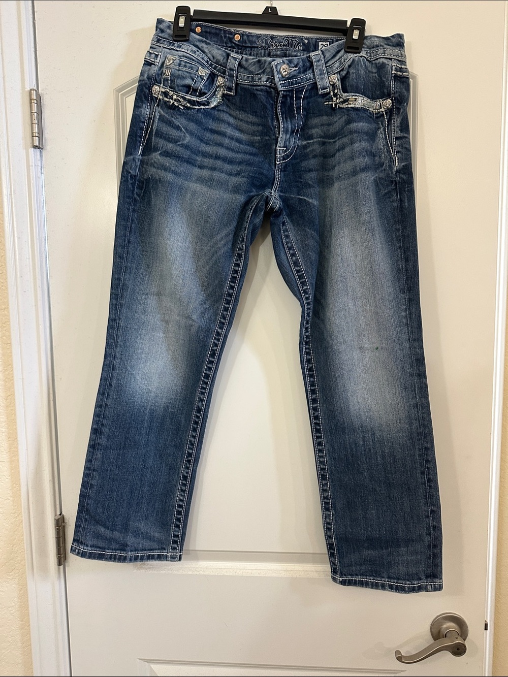 Miss Me Blue Washed Cropped Jeans